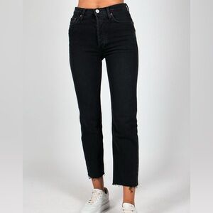 RE/DONE 189-3WSTV27 High Rise Stove Pipe Jeans Faded Black Women’s Sz 26